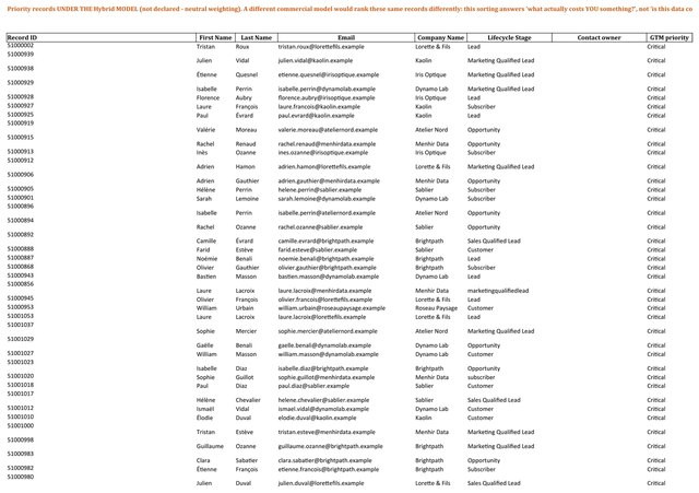 Workbook tab GTM_priorities: Priority records according to your go-to-market model