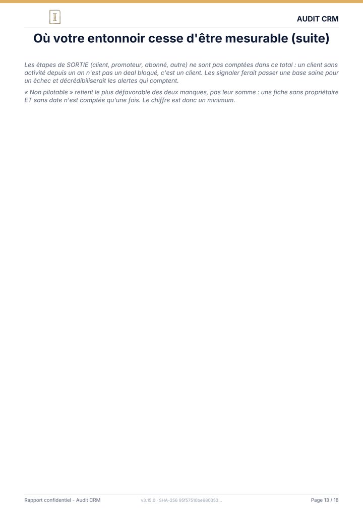 Page 13 du rapport : Où votre entonnoir cesse d'être mesurable (suite)